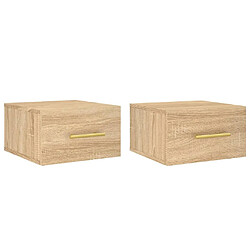 Maison Chic Lot de 2 Tables de chevet,Table de nuit,Table d'appoint pour salon murales chêne sonoma 35x35x20 cm -MN52203