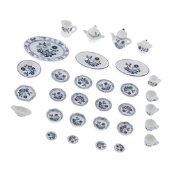 27Pcs Échelle 1:12 Maison De Poupée Miniature Coupe Plat Pot Vaisselle Set Jouets Bleu pas cher