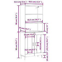 vidaXL Buffet haut Chêne marron 69,5x34x180 cm Bois d'ingénierie pas cher