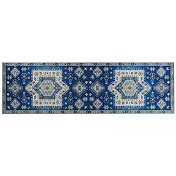 Beliani Tapis bleu et beige 60 x 200 cm PARVAKADLI