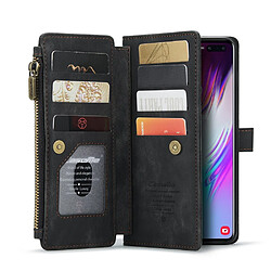 Caseme Etui en PU + TPU antichute, avec support et 10 porte-cartes noir pour votre Samsung Galaxy S10 Plus