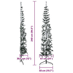 vidaXL Demi sapin de Noël artificiel mince avec neige floquée 240 cm pas cher