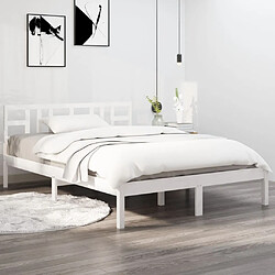 Maison Chic Lit Moderne Chambre - Cadre/structure de lit pour adulte Blanc Bois de pin massif 140x190 cm -MN47739