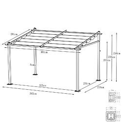 Avril Paris Tonnelle/Pergola mural en aluminium 3x4m toile coulissante rétractable - Gris - LISBOA pas cher