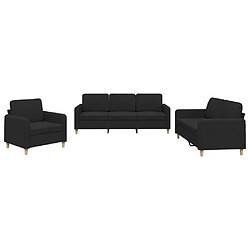 vidaXL Ensemble de canapés 3 pcs avec coussins Noir Tissu