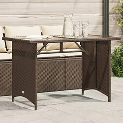 vidaXL Table de jardin avec dessus en verre marron 110x68x70 cm rotin