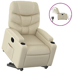 Maison Chic Fauteuil Relax pour salon, Fauteuil inclinable électrique crème similicuir -GKD42483