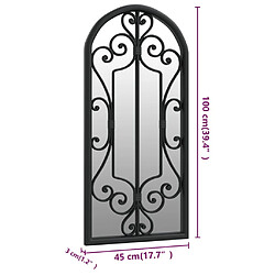 vidaXL Miroir de jardin Noir 100x45 cm Fer pour utilisation extérieure pas cher