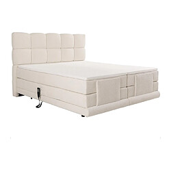 Avis Vente-Unique Ensemble complet boxspring tête de lit + sommiers relaxation électrique + matelas + surmatelas - 2 x 90 x 200 cm - Tissu bouclette - Beige - OMILA de PALACIO