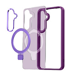 Avizar Coque pour Samsung Galaxy S24 Anneau Compatible MagSafe Support Stand Violet