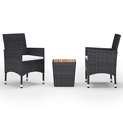 Maison Chic Table de bistro et chaises d'extérieur 3 pcs,Ensemble de bistro de jardin pour relax Résine tressée et bois d'acacia Noir -GKD336307