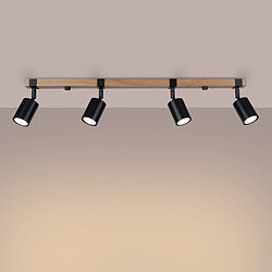 Sollux Barre de spots de plafond 4 lampes noir