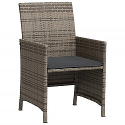 Maison Chic Ensemble de bistro 3 pcs avec coussins,Table + chaises + coussins de jardin gris résine tressée -GKD966822 pas cher