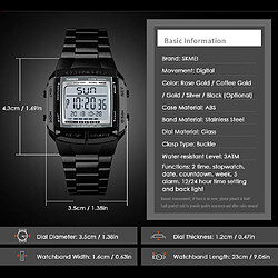 Avis Universal 1381 Homme Montre Analogue Numérique Montre Sport 2 Mode Loisirs 5 Alarme 3ATM Imperméable Bracelet en Acier Inoxydable Rétroéclairage | Montre Numérique (Noir)