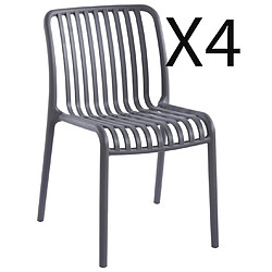 Pegane Lot de 4 chaises en polypropylène coloris gris - Longueur 46 x profondeur 58 x hauteur 80 cm