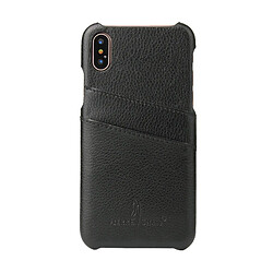 Wewoo Coque noir pour iPhone X Litchi Texture Housse En Cuir Véritable Avec Fentes Fierre Shann Cartes