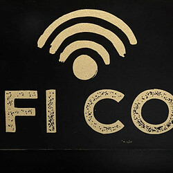 Plaque de Porte Déco Wifi Code 35cm Noir