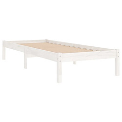 Avis Maison Chic Lit adulte - Lit simple Cadre de lit,Structure du lit Contemporain Blanc Bois de pin massif 90x200 cm -MN77984