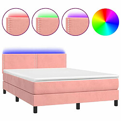 Sommier à lattes LED,Cadre à lattes de lit avec matelas pour Adulte Rose 140x200 cm -MN72618