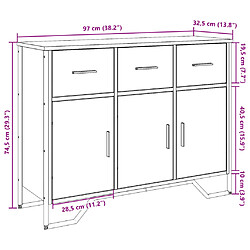 vidaXL Buffet sonoma gris 97x32,5x74,5 cm bois d'ingénierie pas cher