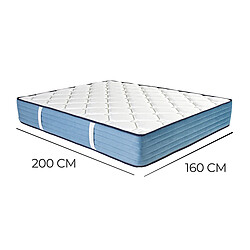 Visiodirect Matelas réversible CALI 160x200 cm, mousse haute densité, indépendance du couchage, face été/hiver, épaisseur 24 cm