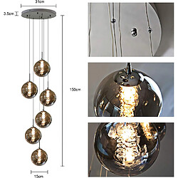 NETTLIFE Suspension G9 verre gris Diam.31cm 6 ampoules couleur cuisine salon lampe chambre lampe couloir pas cher