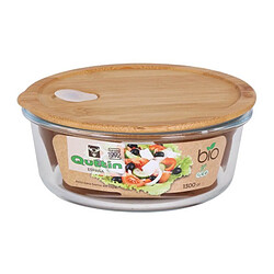 Totalcadeau Lunch box en verre avec couvercle Bambou rond boite repas Capacité - 400 cc pas cher