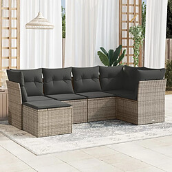 vidaXL Salon de jardin 6 pcs avec coussins gris résine tressée