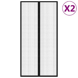 vidaXL Rideaux de porte anti-insectes 2 pcs et aimants noir 220x100 cm