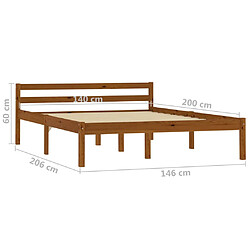 vidaXL Cadre de lit sans matelas marron miel pin massif 140x200 cm pas cher