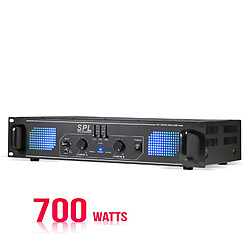 Amplificateur sono 2 x 350 W avec égaliseur 3 bandes intégré à LEDs Bleues - SKYTEC SPL700