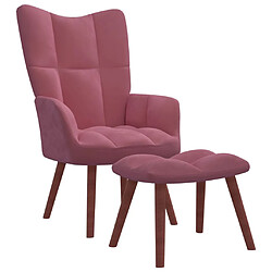 vidaXL Chaise de relaxation avec repose-pied Rose Velours