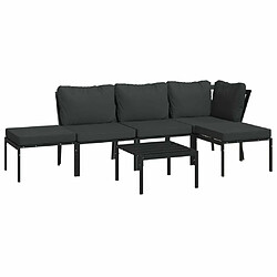 Avis Maison Chic Salon de jardin 6 pcs + coussins - Mobilier/Meubles de jardin - Table et chaises d'extérieur gris acier -MN86464