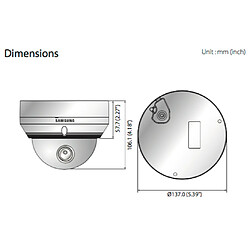 Caméra Dome Analogique plafond HD 1000 TVL Samsung compatible DVR IP66/IK10 SCV-5082P