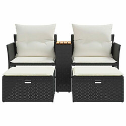 Acheter Maison Chic Canapé de jardin 2 places avec tabourets | Canapé Sofa d'extérieur | Fauteuil terrasse noir résine tressée -MN82825