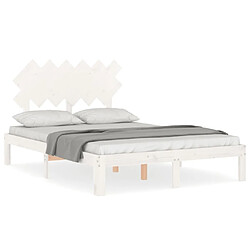 Maison Chic Cadre/structure de lit avec tête de lit pour adulte - Lit Moderne Chambre blanc double bois massif -MN96535