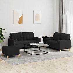 Maison Chic Ensemble de canapés 3 pcs avec coussins, Canapé droit Sofa pour Salon noir tissu -GKD676115