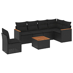 Maison Chic Ensemble Tables et chaises d'extérieur 7pcs avec coussins,Salon de jardin noir résine tressée -GKD205528