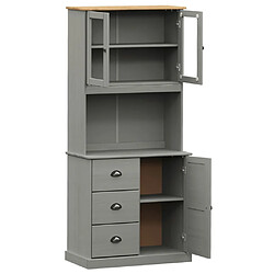 Avis vidaXL Buffet haut VIGO gris 78x40x175 cm bois massif de pin