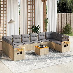 Maison Chic Salon de jardin 11 pcs avec coussins | Ensemble de Table et chaises | Mobilier d'Extérieur beige résine tressée -GKD36151