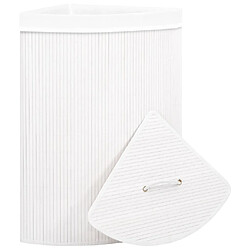 Avis vidaXL Panier à linge d'angle Bambou Blanc 60 L