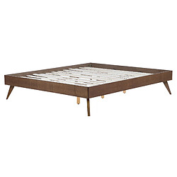 Beliani Lit double en bois foncé 160 x 200 cm BERRIC pas cher