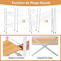 Avis Helloshop26 Étagère pliable à 5 niveaux étagères en métal robuste roulettes amovibles étagères réglables en hauteur support de rangement roulant naturel 20_0009730