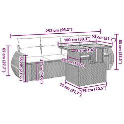 vidaXL Salon de jardin 5 pcs avec coussins gris résine tressée pas cher