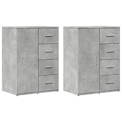 vidaXL Buffets 2 pcs gris béton 59x39x80 cm bois d'ingénierie