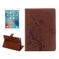 Wewoo Smart Cover marron pour iPad Pro 9.7inch fleurs pressées motif de papillon flip horizontal PU étui en cuir avec boucle magnétique et titulaire fentes cartes porte-monnaie