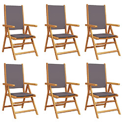 vidaXL Chaises inclinables de jardin lot de 6 tissu et bois massif