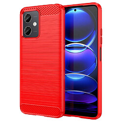 Htdmobiles Coque pour Xiaomi Poco X5 5G / Redmi Note 12 5G - housse etui silicone gel carbone + verre trempe - ROUGE