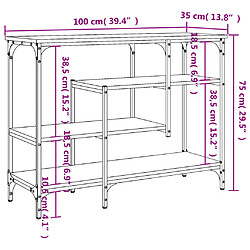 vidaXL Table console avec étagères noir 100x35x75 cm pas cher