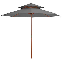 Maison Chic Parasol Jardin | Parasol double avec mat en bois 270 cm Anthracite - GKD99473